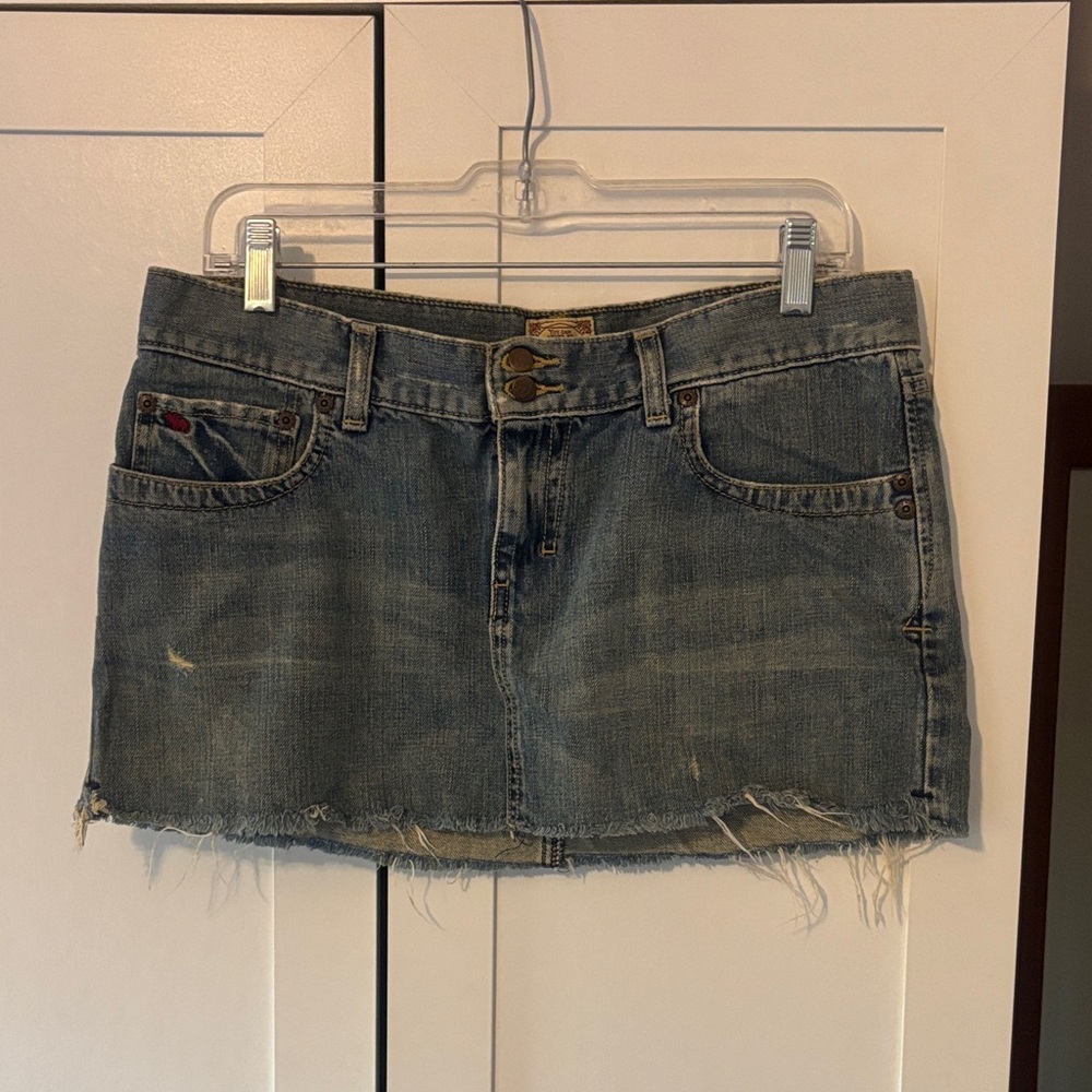 Abercrombie & Fitch Distressed Blue Denim Mini Skirt